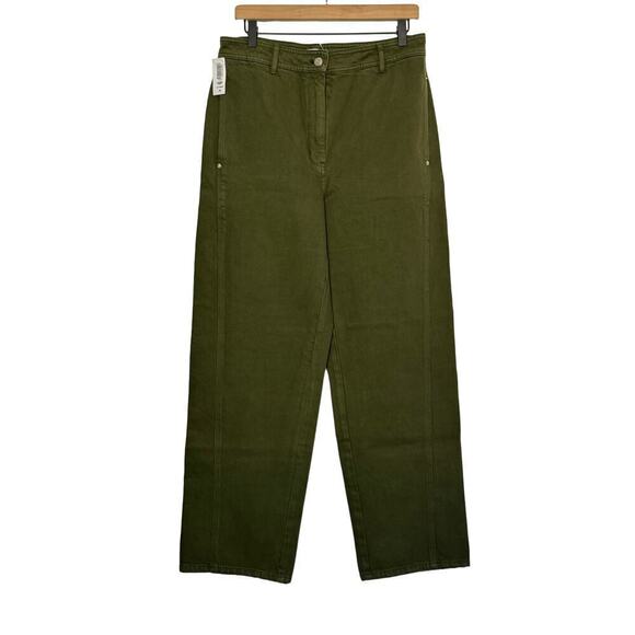ARITZIA Wilfred Free Pants Wide Leg Denim Trousers Olive Green Fatigue Sz 10 - Picture 1 of 12